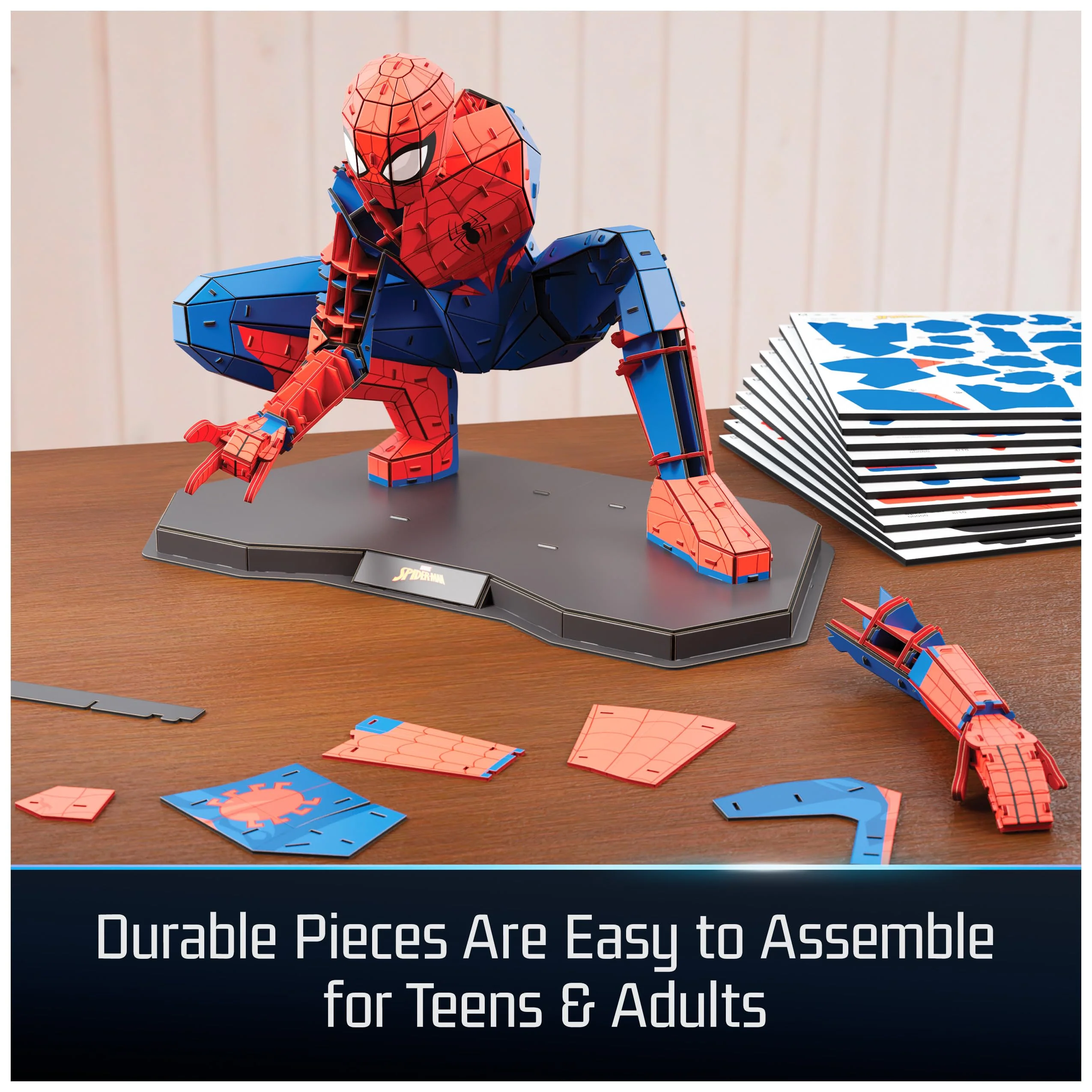 4D Build, Marvel Spider Man 3D Puzzle Model Kit Full-Body Pose, Marvel Collectibles & Desk Décor, Adult Puzzles, Easter Gift, 195 Pieces, 3D Puzzles, Gift Ideas for Ages 12 & Up - Image 5