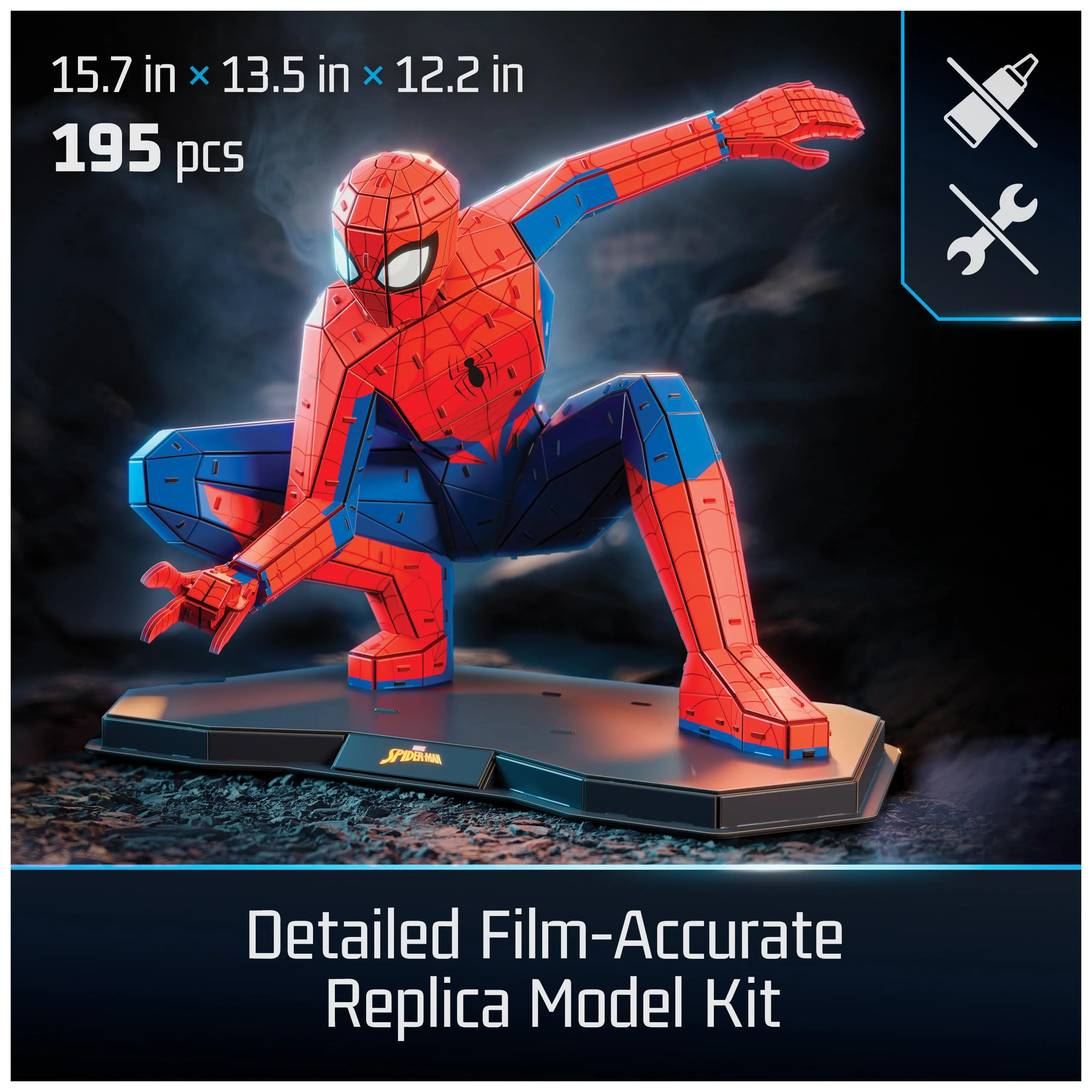 4D Build, Marvel Spider Man 3D Puzzle Model Kit Full-Body Pose, Marvel Collectibles & Desk Décor, Adult Puzzles, Easter Gift, 195 Pieces, 3D Puzzles, Gift Ideas for Ages 12 & Up - Image 7