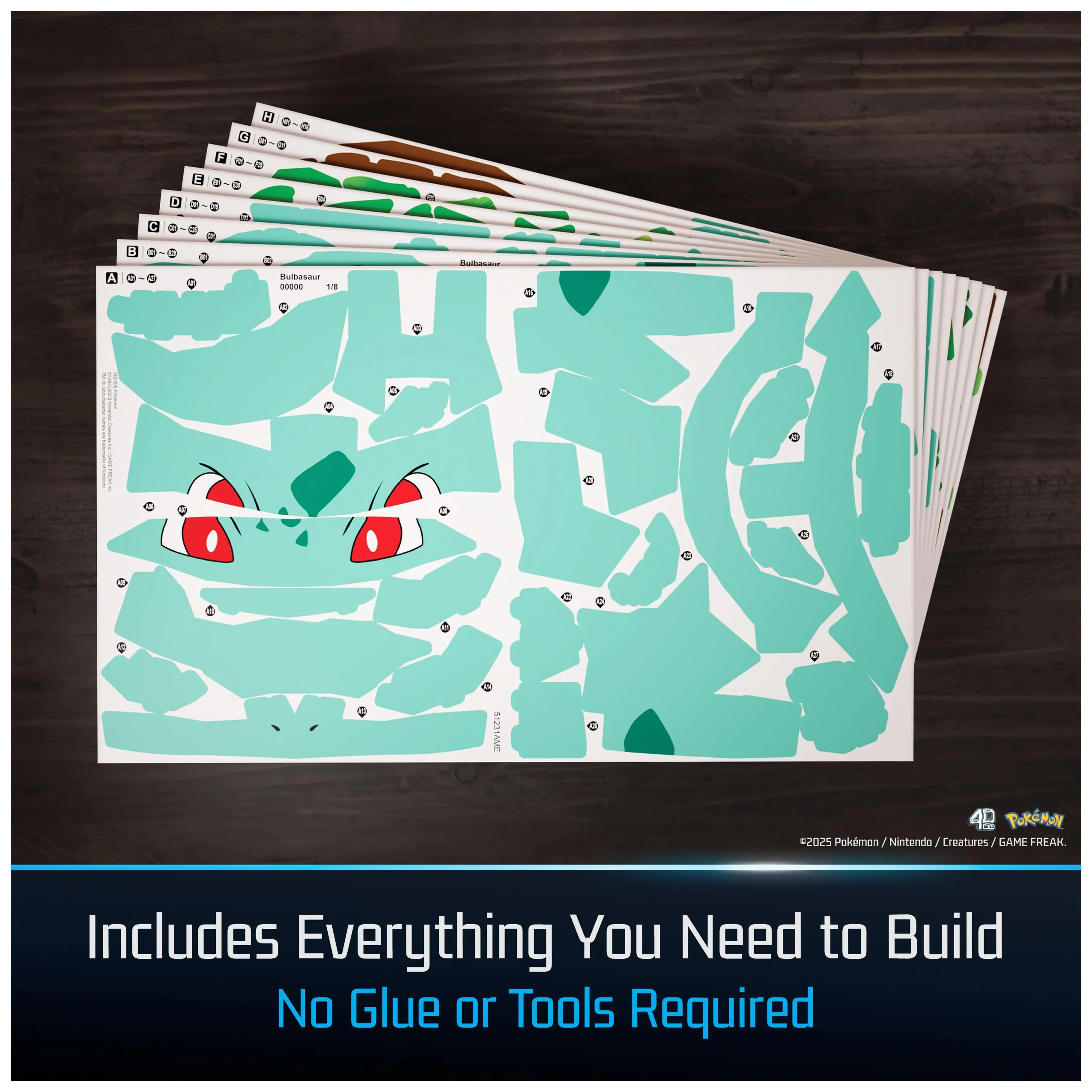 4D Build, Pokémon Bulbasaur 3D Model Kit, Pokémon Figure, Kanto First Partner Collection, Desk Décor, 195 Pieces, Gift Ideas for Ages 12 & Up - Image 6