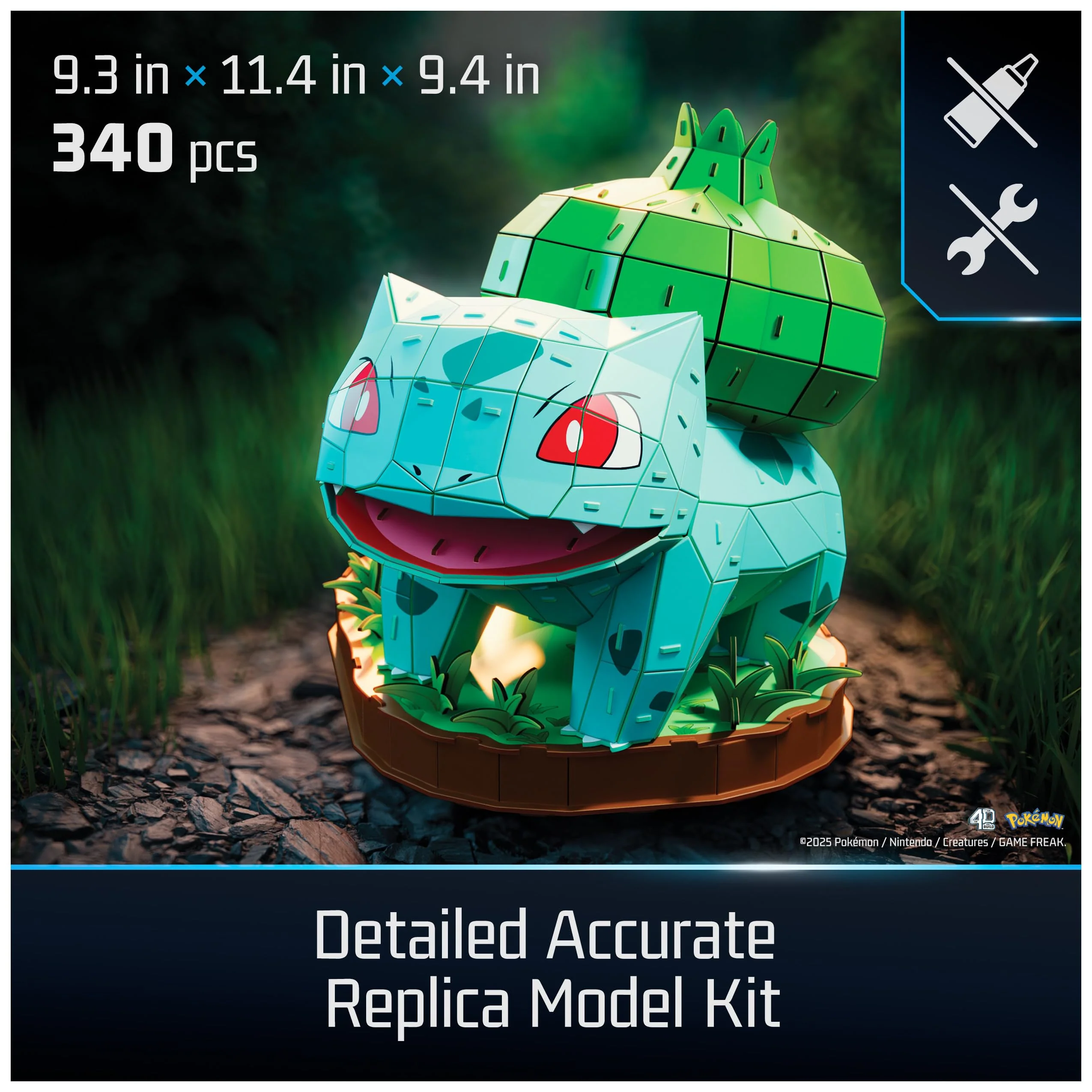 4D Build, Pokémon Bulbasaur 3D Model Kit, Pokémon Figure, Kanto First Partner Collection, Desk Décor, 195 Pieces, Gift Ideas for Ages 12 & Up - Image 7