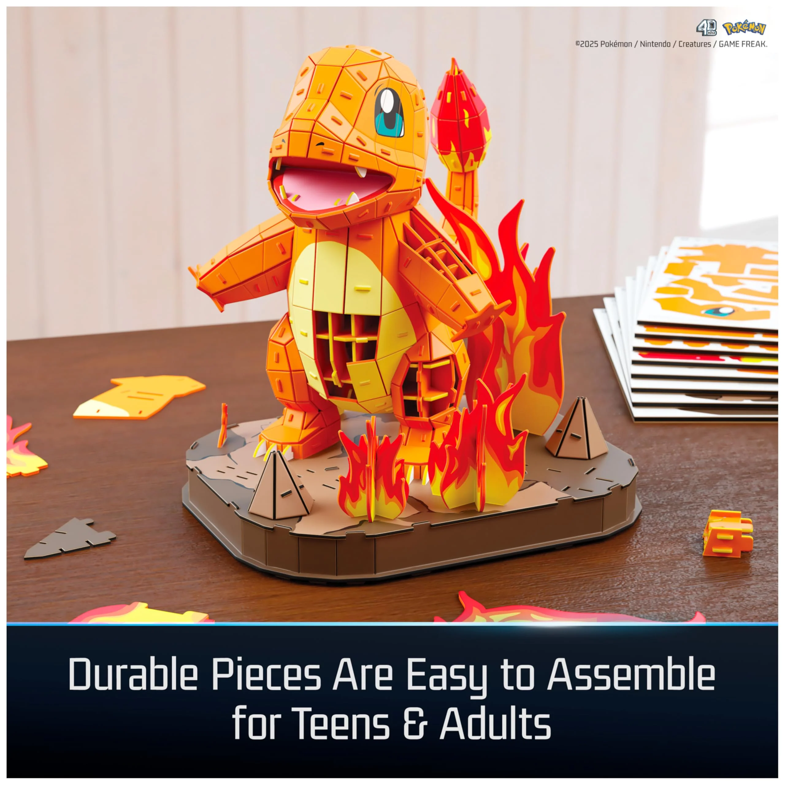 4D Build, Pokémon Charmander 3D Model Kit, Pokémon Figure, Kanto First Partner Collection, Desk Décor, 241 Pieces, Gift Ideas for Ages 12 & Up - Image 4
