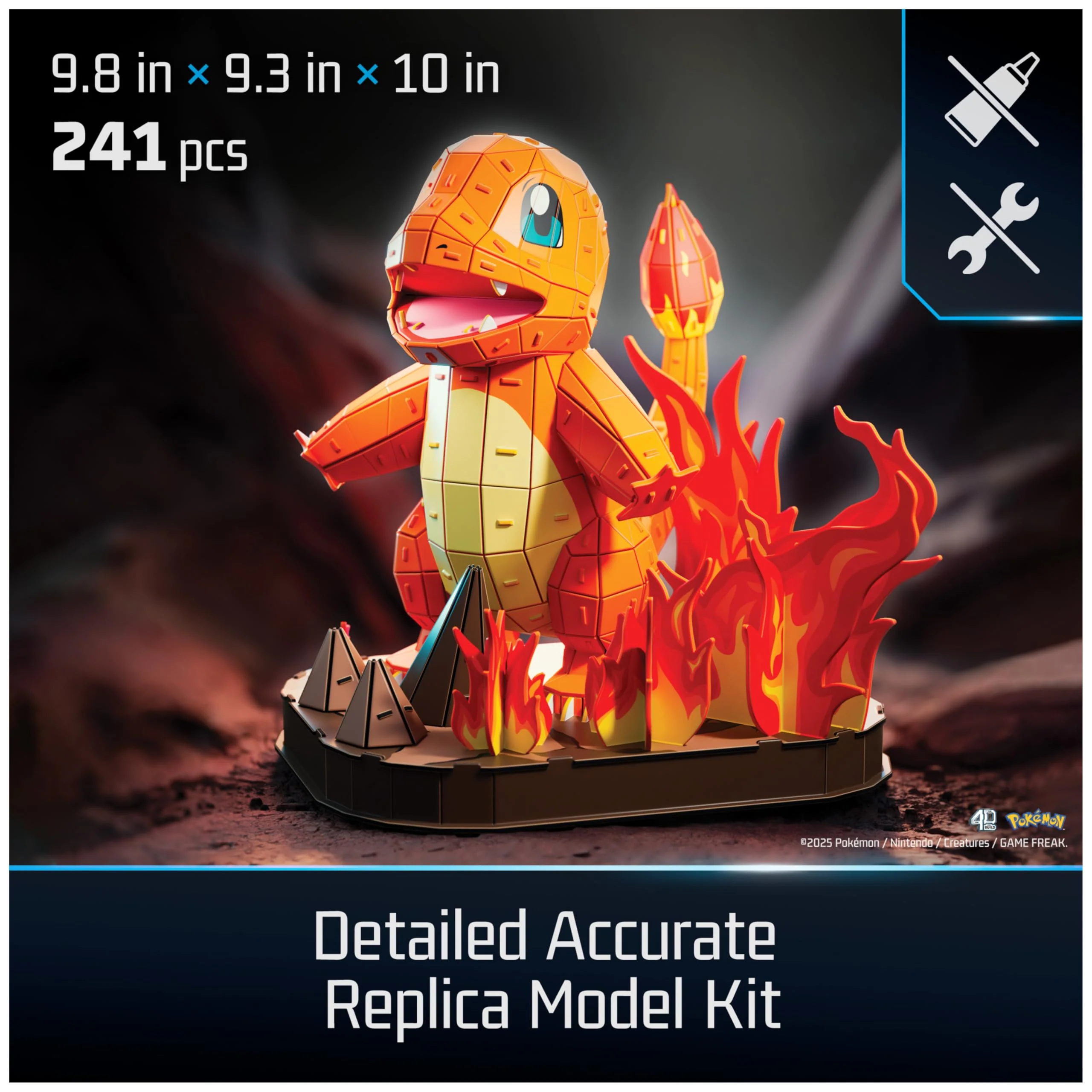4D Build, Pokémon Charmander 3D Model Kit, Pokémon Figure, Kanto First Partner Collection, Desk Décor, 241 Pieces, Gift Ideas for Ages 12 & Up - Image 6