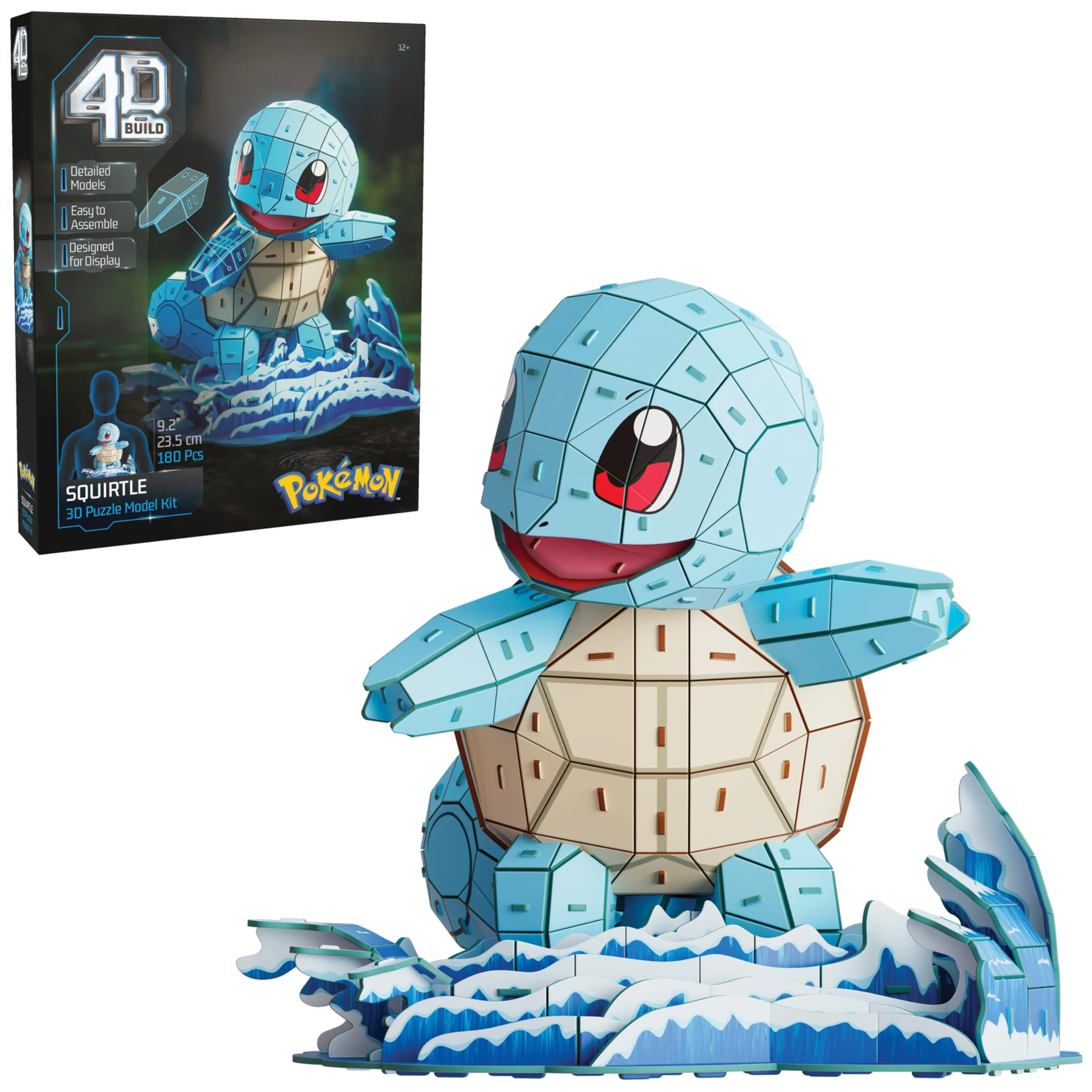 4D Build, Pokémon Squirtle 3D Model Kit, Pokémon Figure, Kanto First Partner Collection, Desk Décor, 180 Pieces, Gift Ideas for Ages 12 & Up