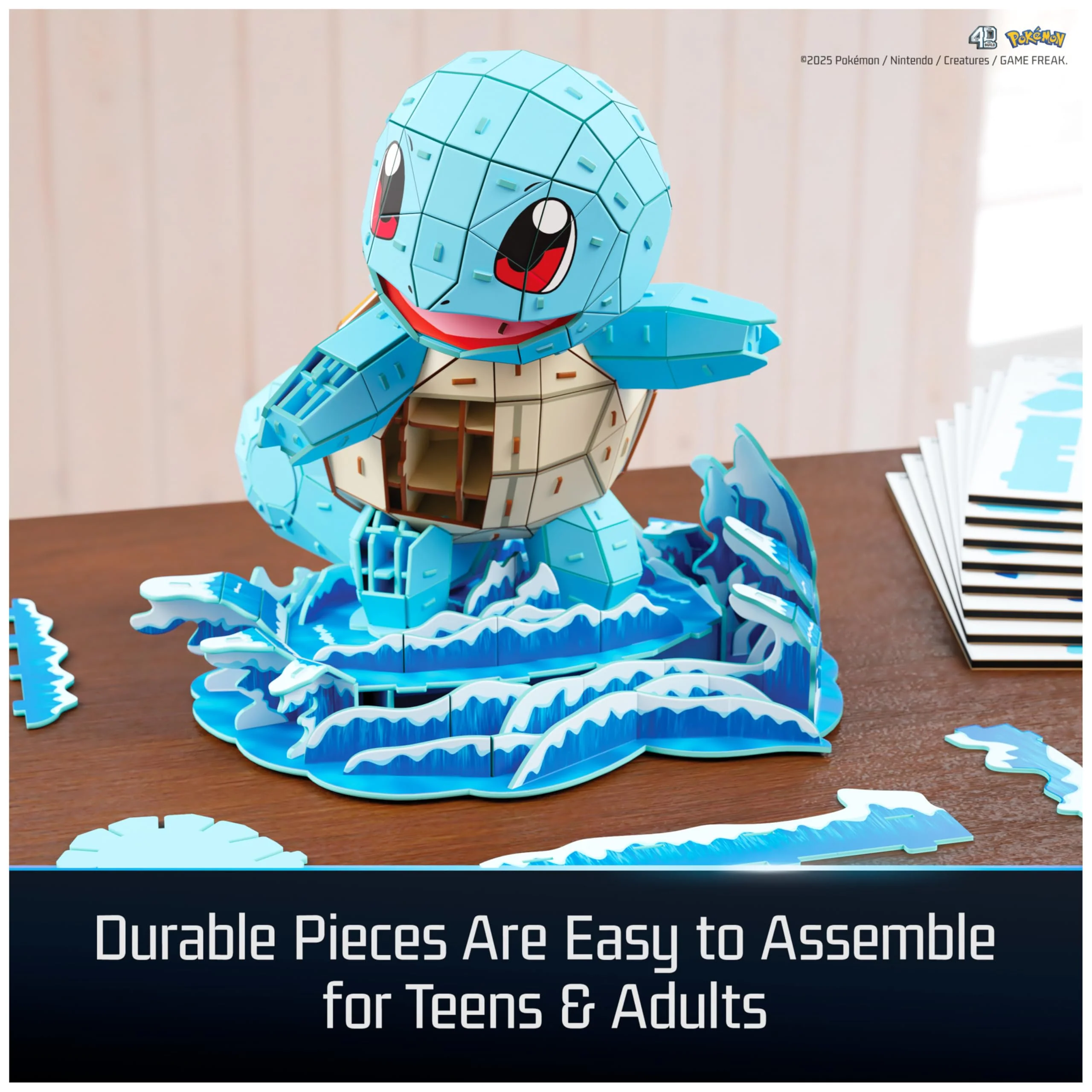 4D Build, Pokémon Squirtle 3D Model Kit, Pokémon Figure, Kanto First Partner Collection, Desk Décor, 180 Pieces, Gift Ideas for Ages 12 & Up - Image 4