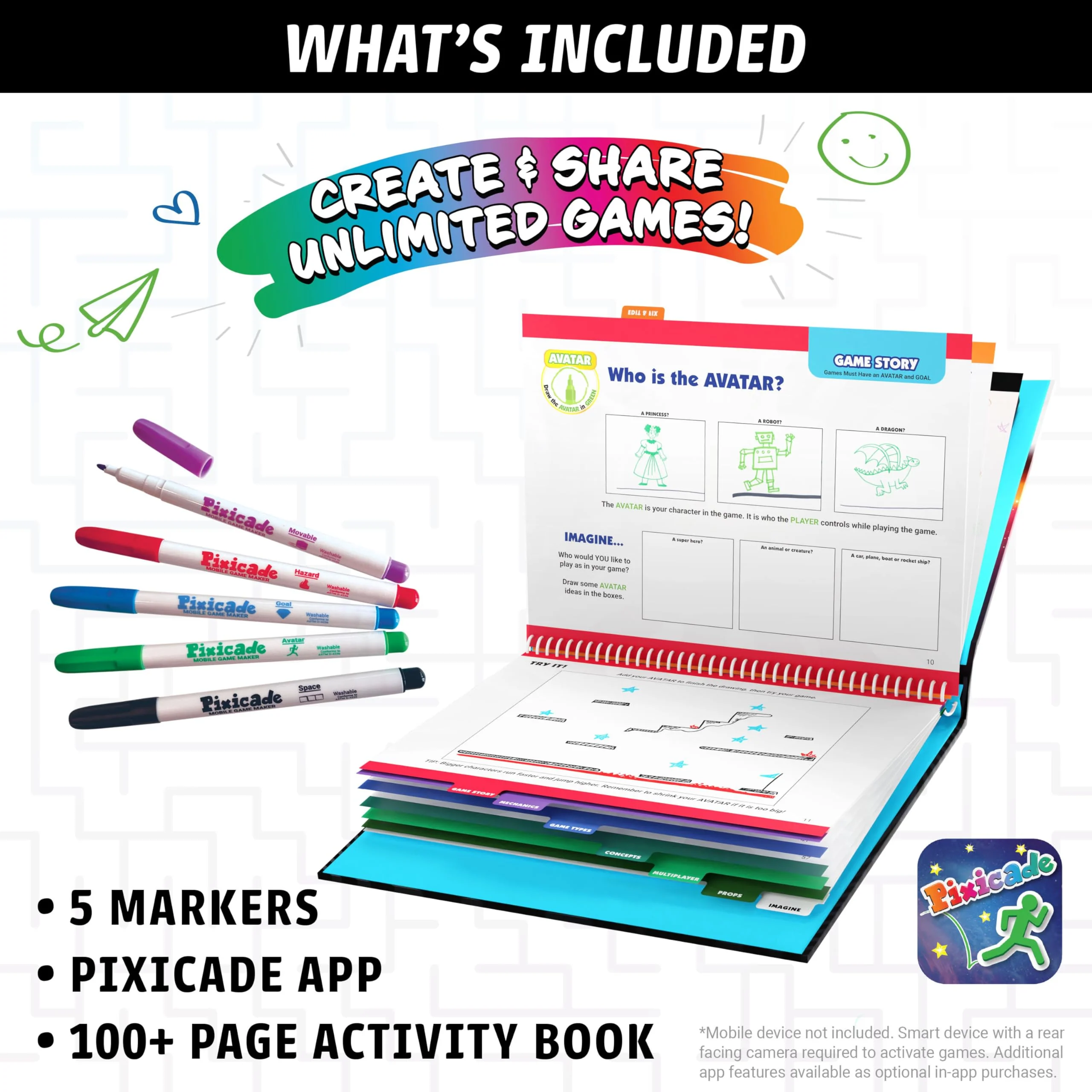 Abacus Brands Pixicade! Turn Drawings Into Playable Video Games! | Doodle & Draw, Snap Play & Share Instant Video Games! | Mobile Video Game Maker and Creation Studio! - Image 3