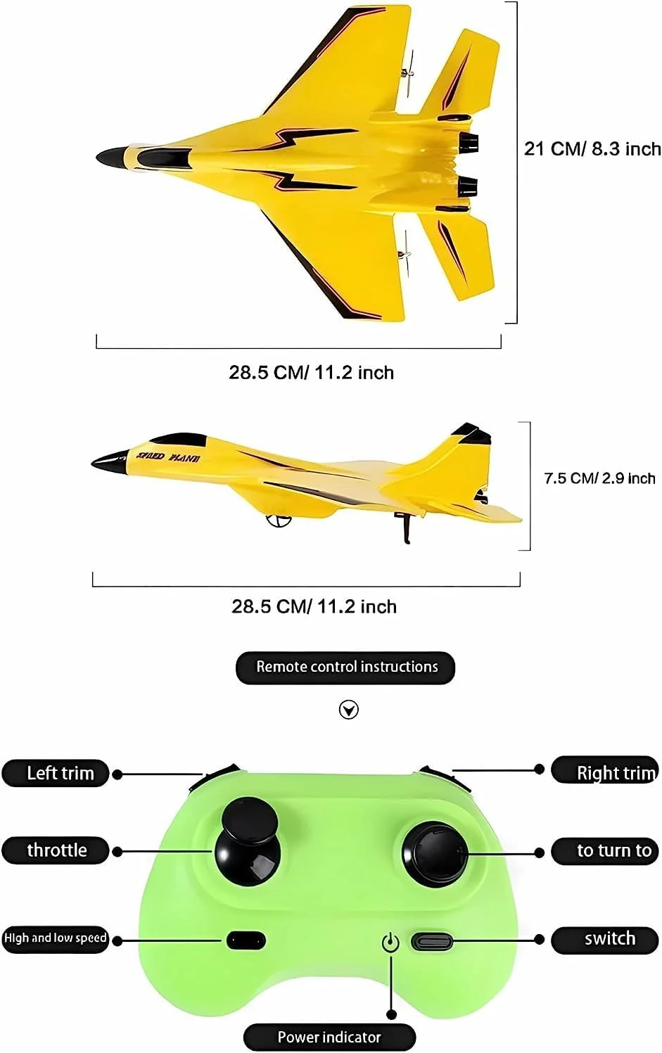 Remote Control Wireless Airplane Toy with Lights 2 Channel 2.4 GHZ Remote Control (Color and Style Vary) - Image 2