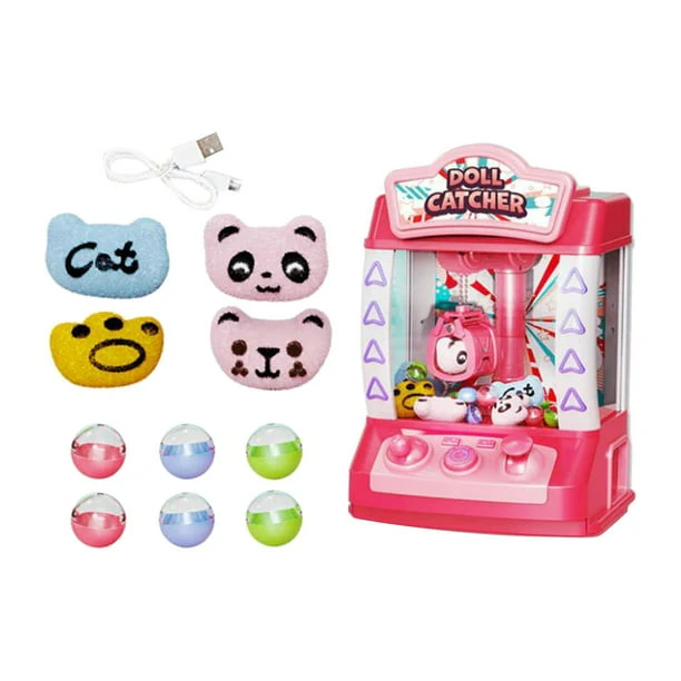 Arcade Candy Capsule Claw Game Prizes Toy, Electronic Small Toys, Claw Machine Arcade Game for Toddlers Girls Boys Best Gifts Pink 4 Dolls - Image 3