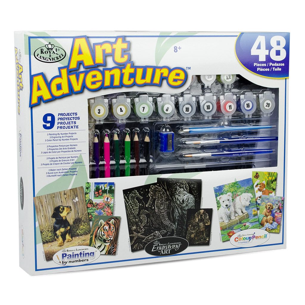 Art Adventure 48pc Art Activities Variety Set, 9 Projects Included, Animals Themed