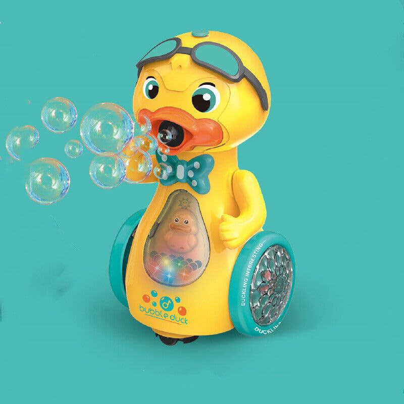 Automatic Bubble Machine Electric Gimbal Bubble Duck Toy with Light Musical (Yellow) - Image 3