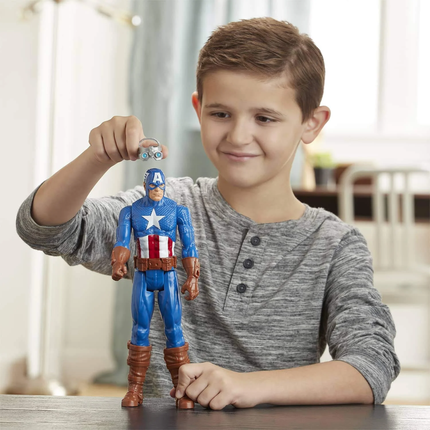 Avengers Marvel Titan Hero Series Blast Gear Captain America, 12-Inch Toy, with Launcher, 2 Accessories and Projectile, Ages 4 and Up , Blue - Image 5