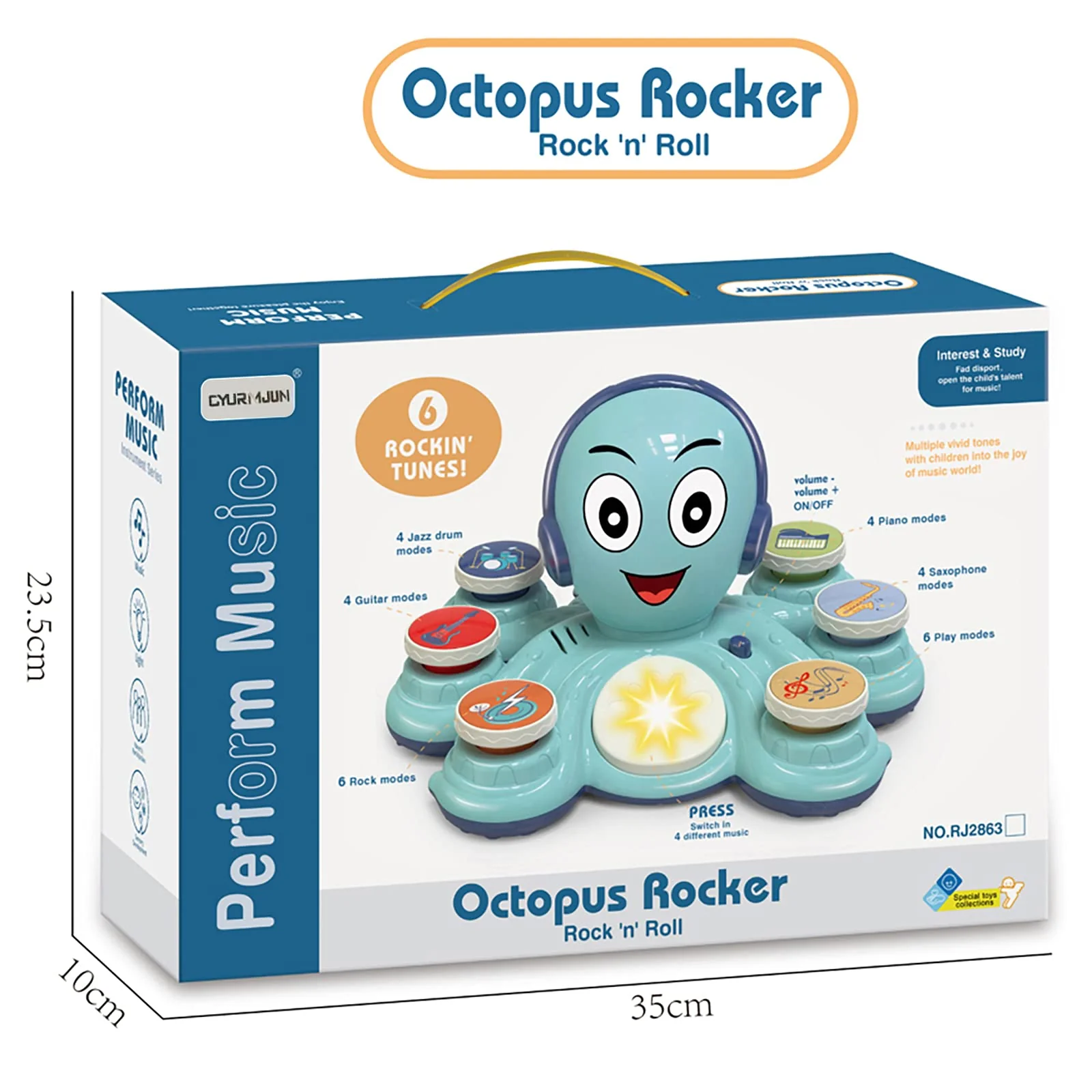 Baby Musical Toys Learning Toys for Toddlers, Octopus Music Toys, Preschooler Musical Educational Instruments Toy - Image 3