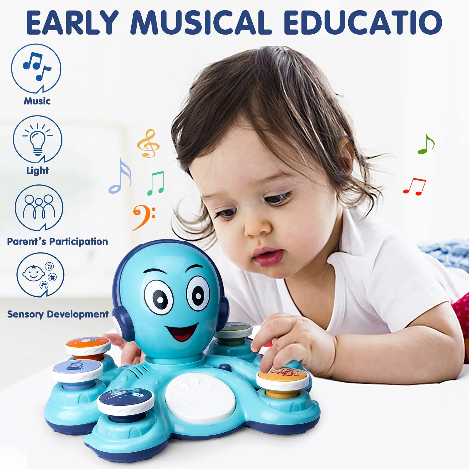 Baby Musical Toys Learning Toys for Toddlers, Octopus Music Toys, Preschooler Musical Educational Instruments Toy - Image 7