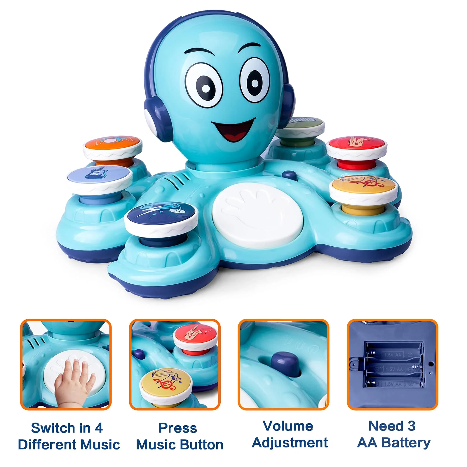 Baby Musical Toys Learning Toys for Toddlers, Octopus Music Toys, Preschooler Musical Educational Instruments Toy - Image 8