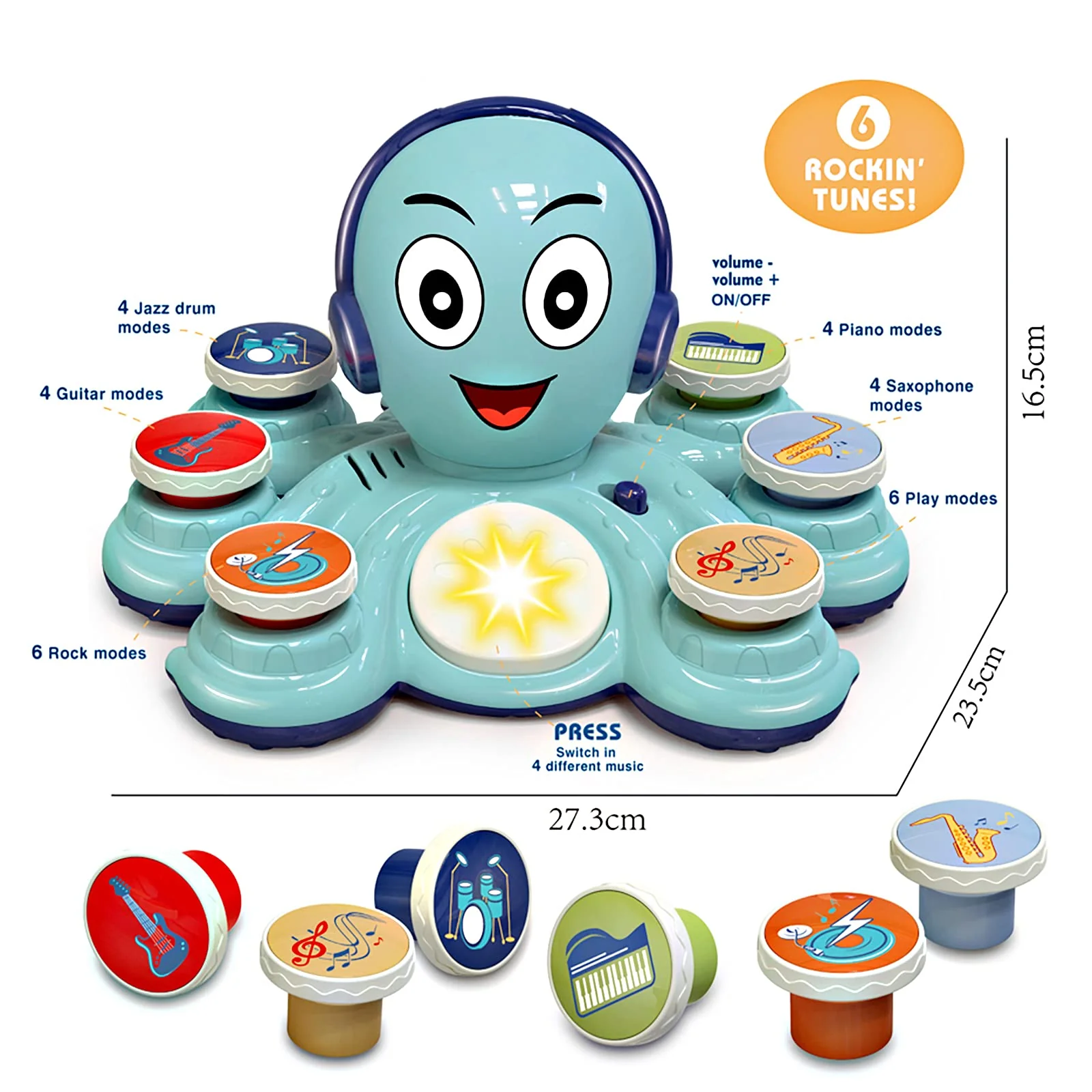 Baby Musical Toys Learning Toys for Toddlers, Octopus Music Toys, Preschooler Musical Educational Instruments Toy - Image 9