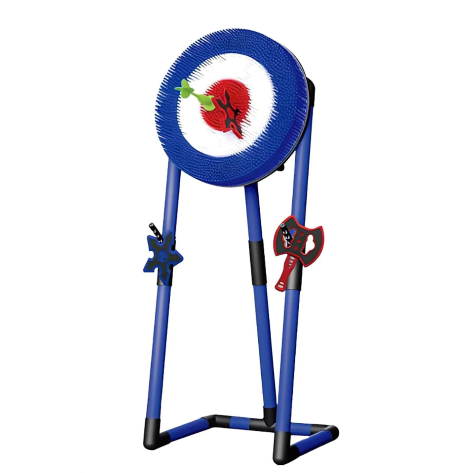 Backyard Target Throwing Game Set, Foldable Dart Axe Throwing Game, Axe Throwing Set with 2 Axes, 2 Six-Star Darts and 2 Darts, Safe Indoor Game for Adults And Kids,Blue-Round