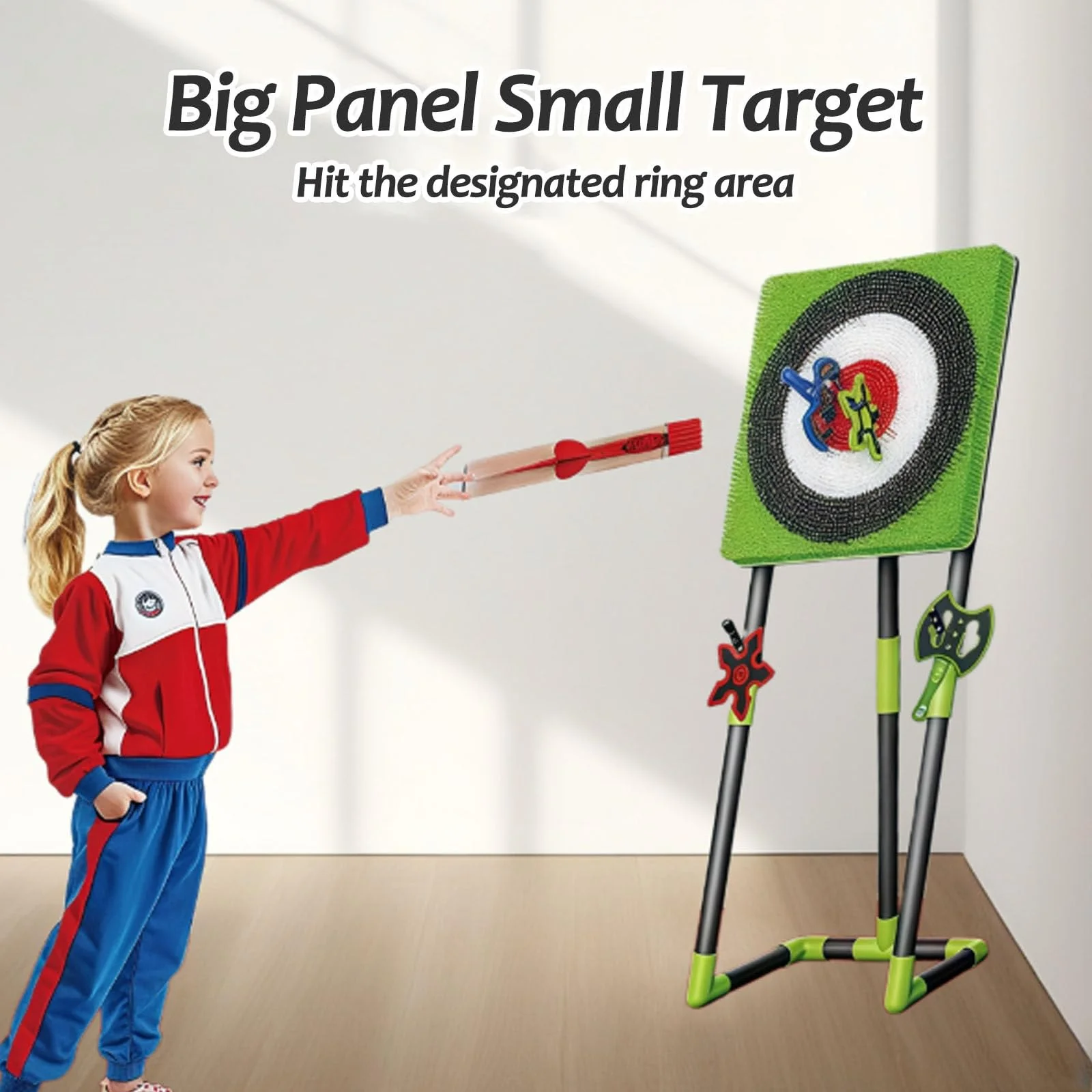 Backyard Target Throwing Game Set, Foldable Dart Axe Throwing Game, Axe Throwing Set with 2 Axes, 2 Six-Star Darts and 2 Darts, Safe Indoor Game for Adults And Kids,Blue-Round - Image 3