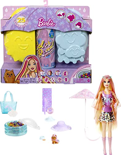 Barbie Color Reveal Doll with 7 Surprises, Color Change and Accessories, Palm Trees Series