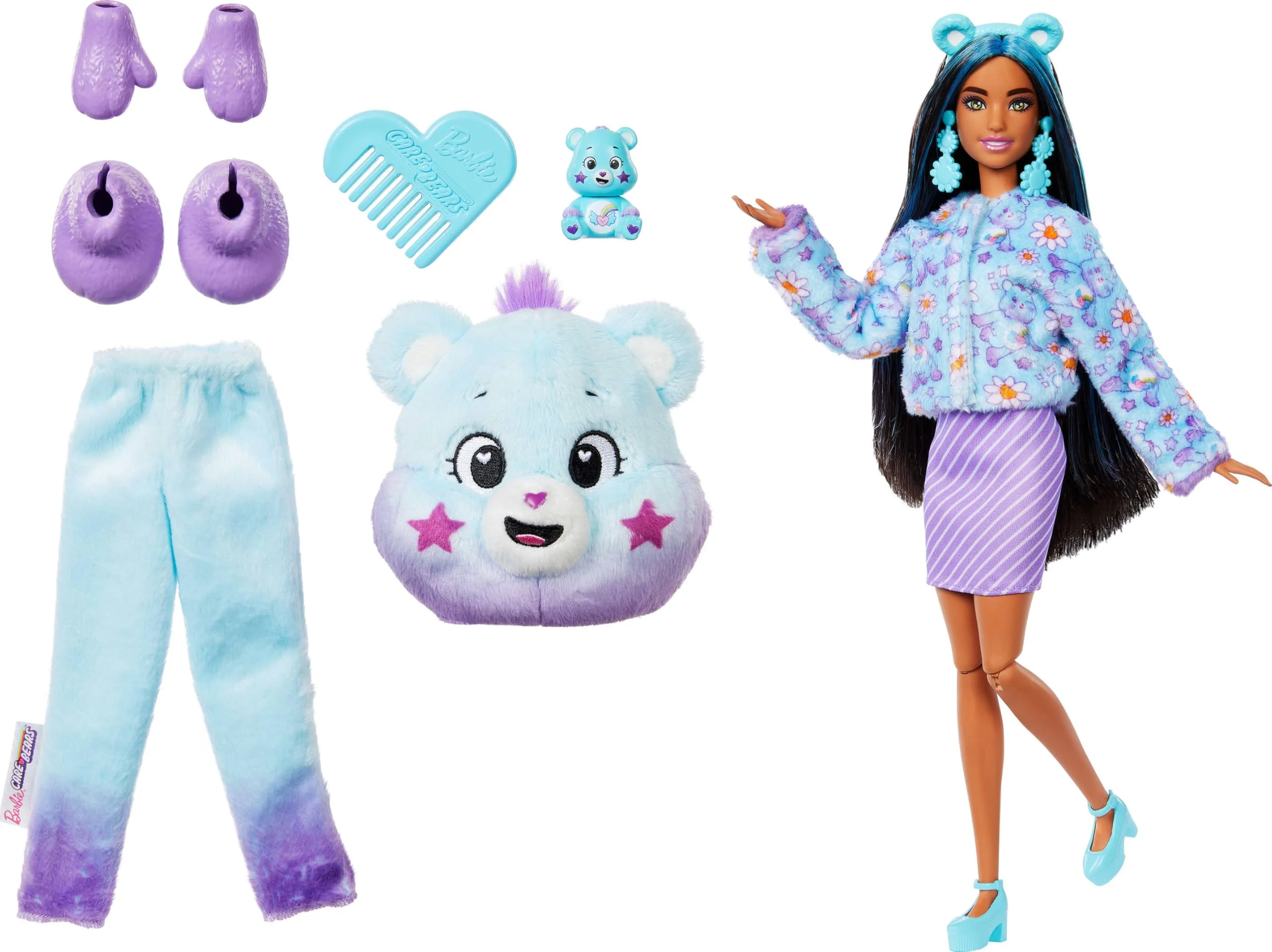 Barbie Cutie Reveal Care Bears Doll & Accessories, Series 2 Dream Bright Bear with 10 Surprises Including Color Change & Mini Bear - Image 3