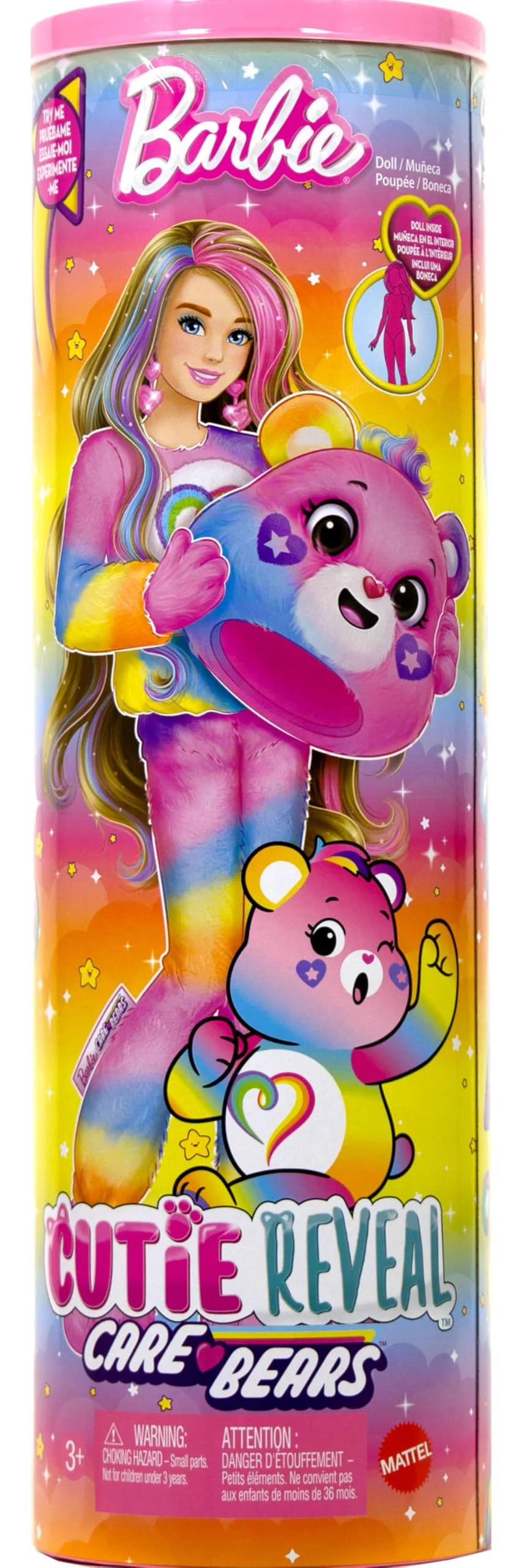 Barbie Cutie Reveal Care Bears Doll & Accessories, Series 2 Togetherness Bear with 10 Surprises Including Color Change & Mini Bear - Image 2