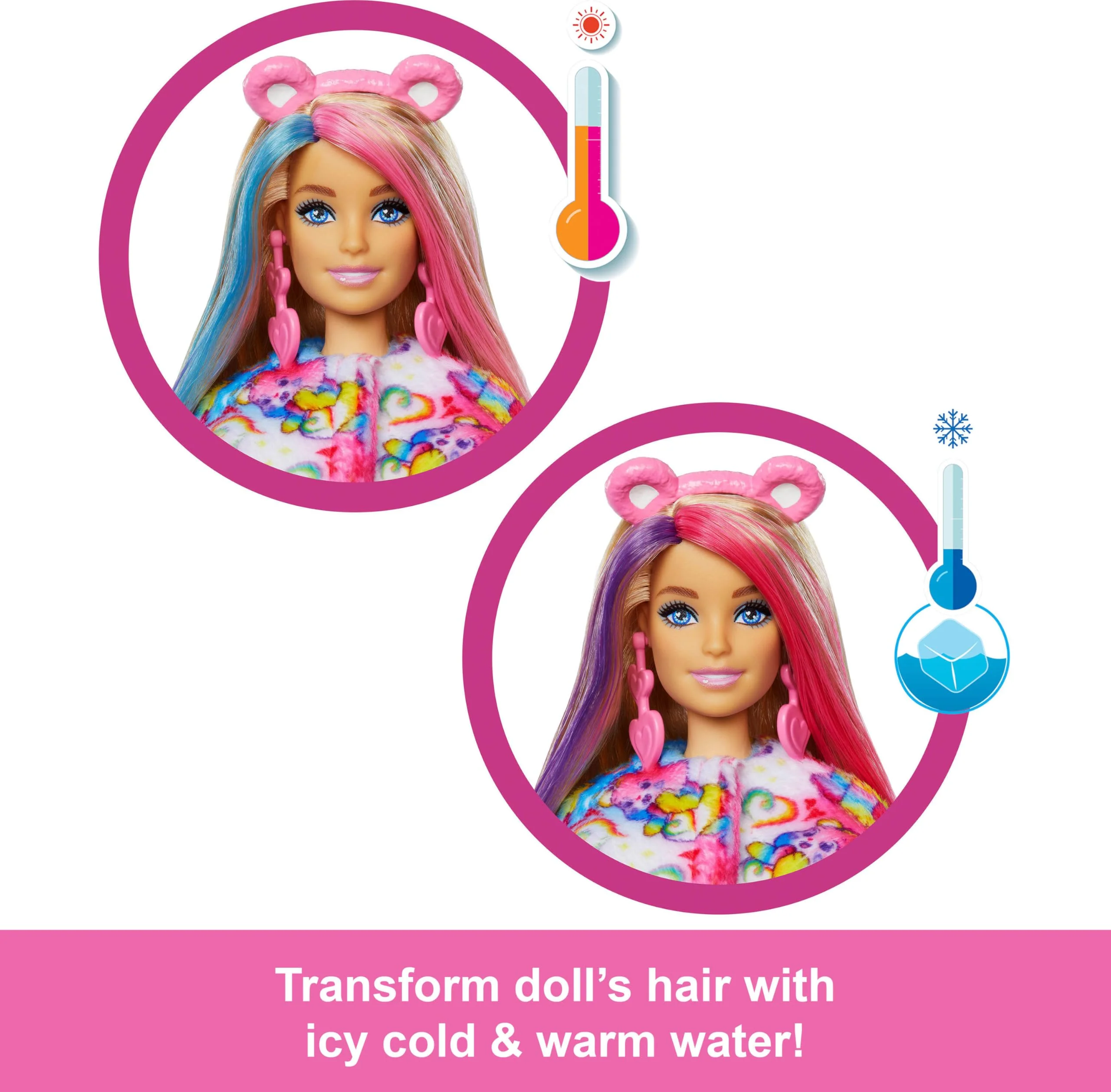 Barbie Cutie Reveal Care Bears Doll & Accessories, Series 2 Togetherness Bear with 10 Surprises Including Color Change & Mini Bear - Image 5