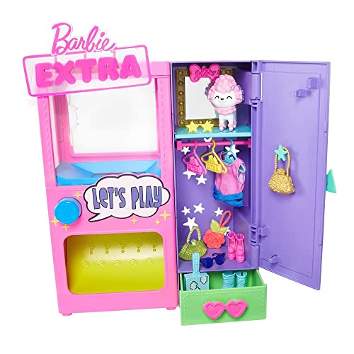 Barbie Extra Surprise Fashion Playset with 20 Pieces Including Pet Poodle, Closet and Push-Button Feature That Dispenses Fashion Accessories, Gift for 3 Year Olds & Up - Image 2