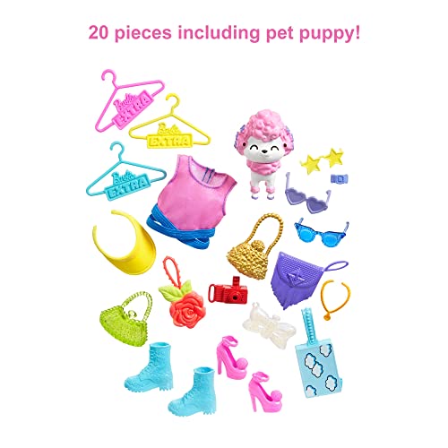 Barbie Extra Surprise Fashion Playset with 20 Pieces Including Pet Poodle, Closet and Push-Button Feature That Dispenses Fashion Accessories, Gift for 3 Year Olds & Up - Image 5