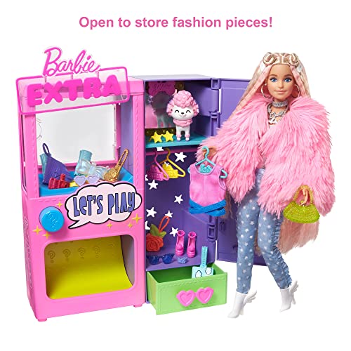 Barbie Extra Surprise Fashion Playset with 20 Pieces Including Pet Poodle, Closet and Push-Button Feature That Dispenses Fashion Accessories, Gift for 3 Year Olds & Up - Image 6