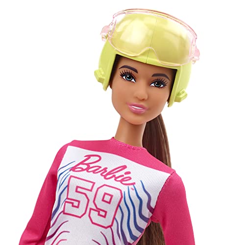 Barbie Winter Sports para Alpine Skier Brunette Doll with Shirt, Pants, Helmet, Gloves, Pole, Sit Ski & Trophy - Image 4