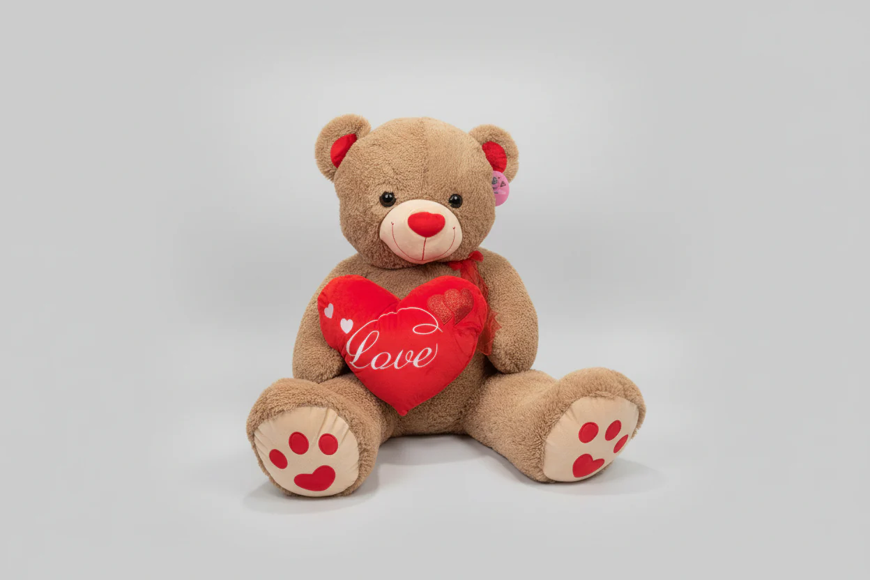 50-inch teddy bear commands attention with its generous proportions and striking red heart emblazoned with "Love." - Image 2