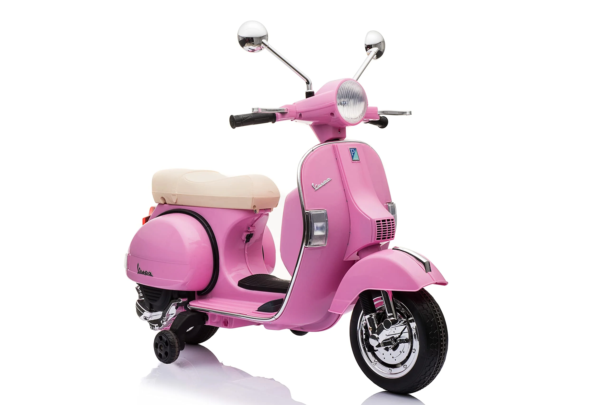 Best Ride On Cars Vespa Scooter, 12V Battery Powered Ride On Car - Electric Scooter for Kids with Leather Seat, Real Lights & Sounds, USB/AUX/SD Slot, Ages 2-5 Years Old, Large New - Image 5