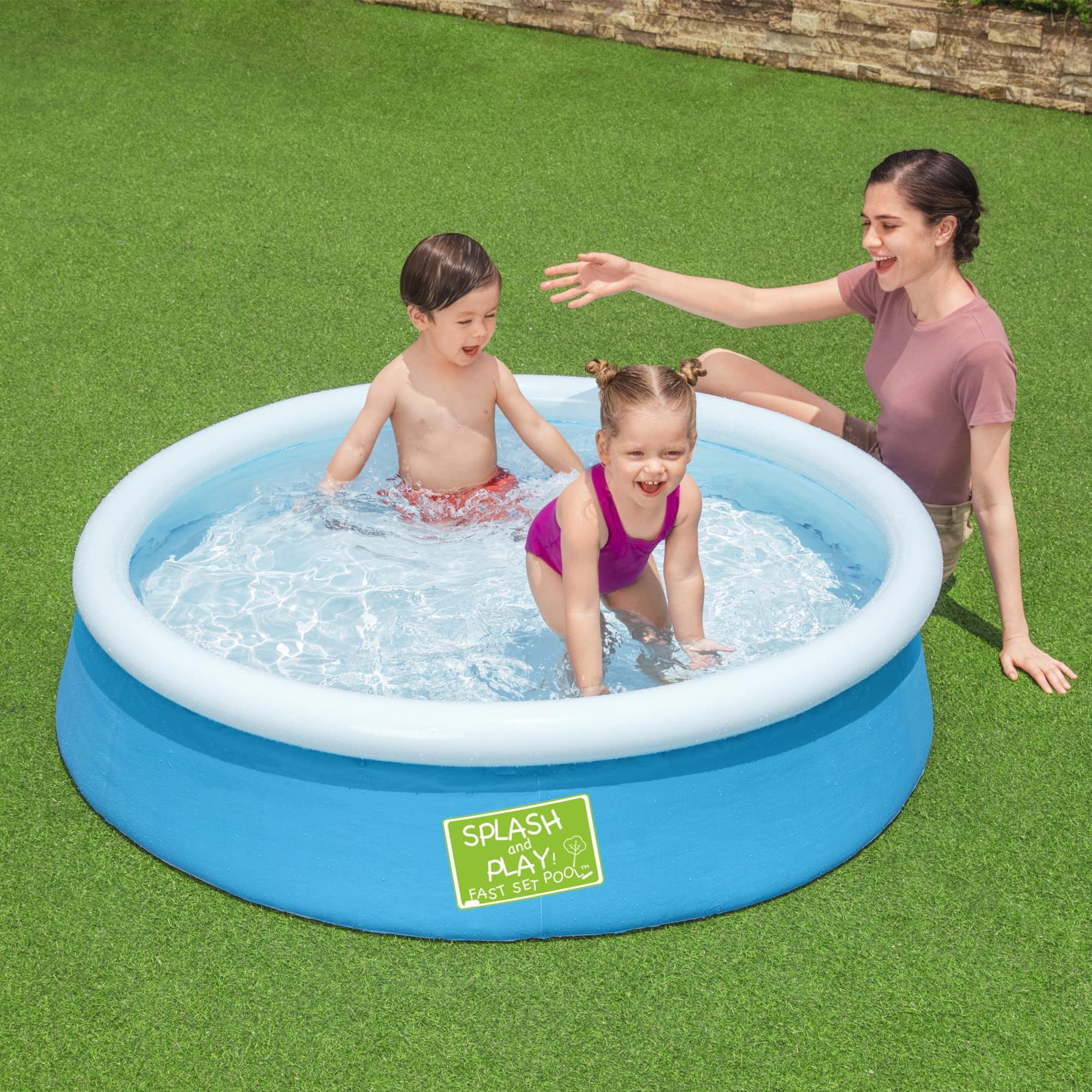 Bestway Fast Set Pool Above Ground Kiddie Swimming Pool 5’ X 15” 57241E , Blue - Image 3