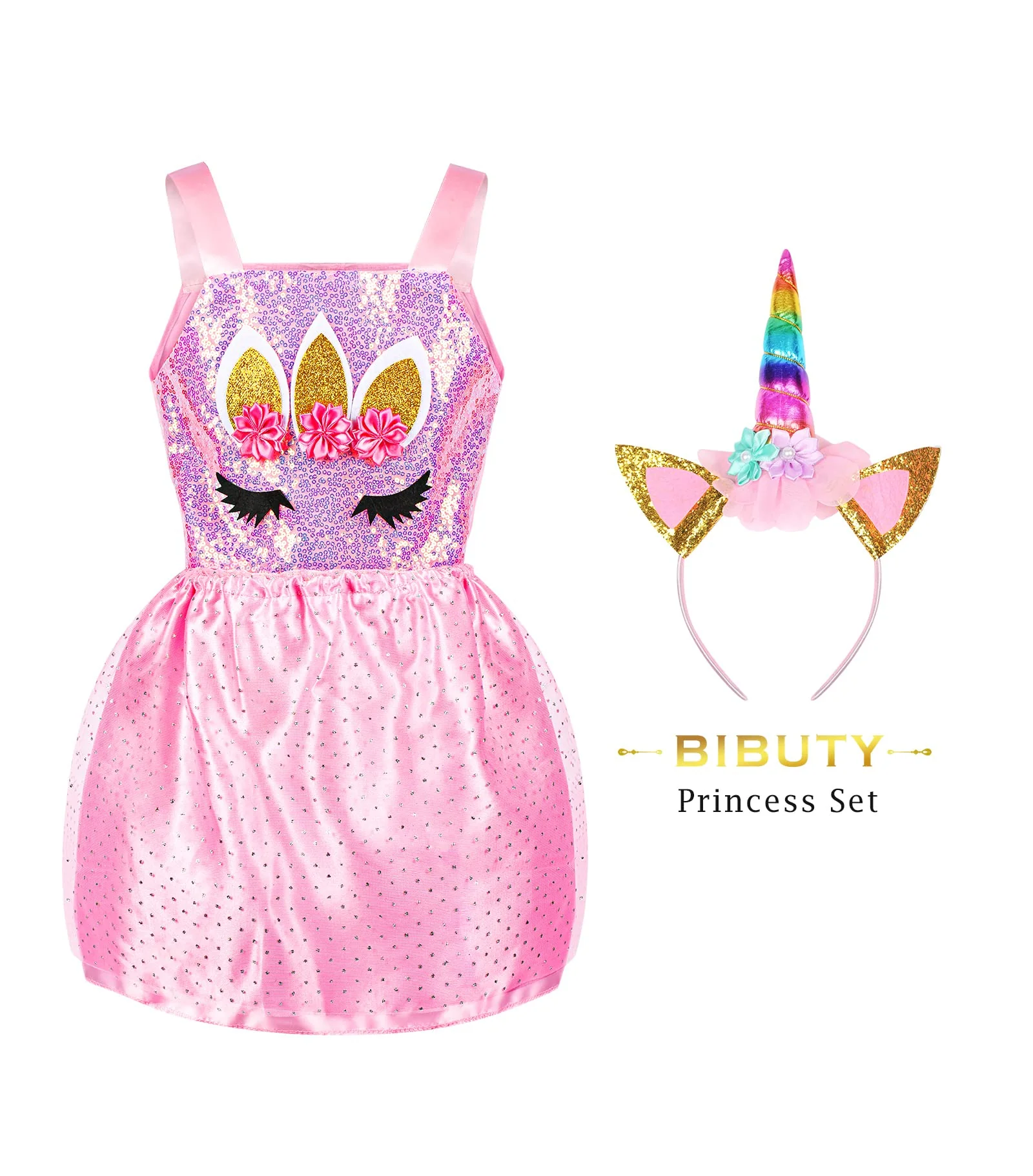 BIBUTY Princess Dresses for Girls Dress up Clothes Trunk, Pretend Play Costumes with 4 Sets of PrincesDresses/Wing/Headband, Princess Crown, Costumes Toys Gifts for 3-6yr Toddler Little Girls - Image 3