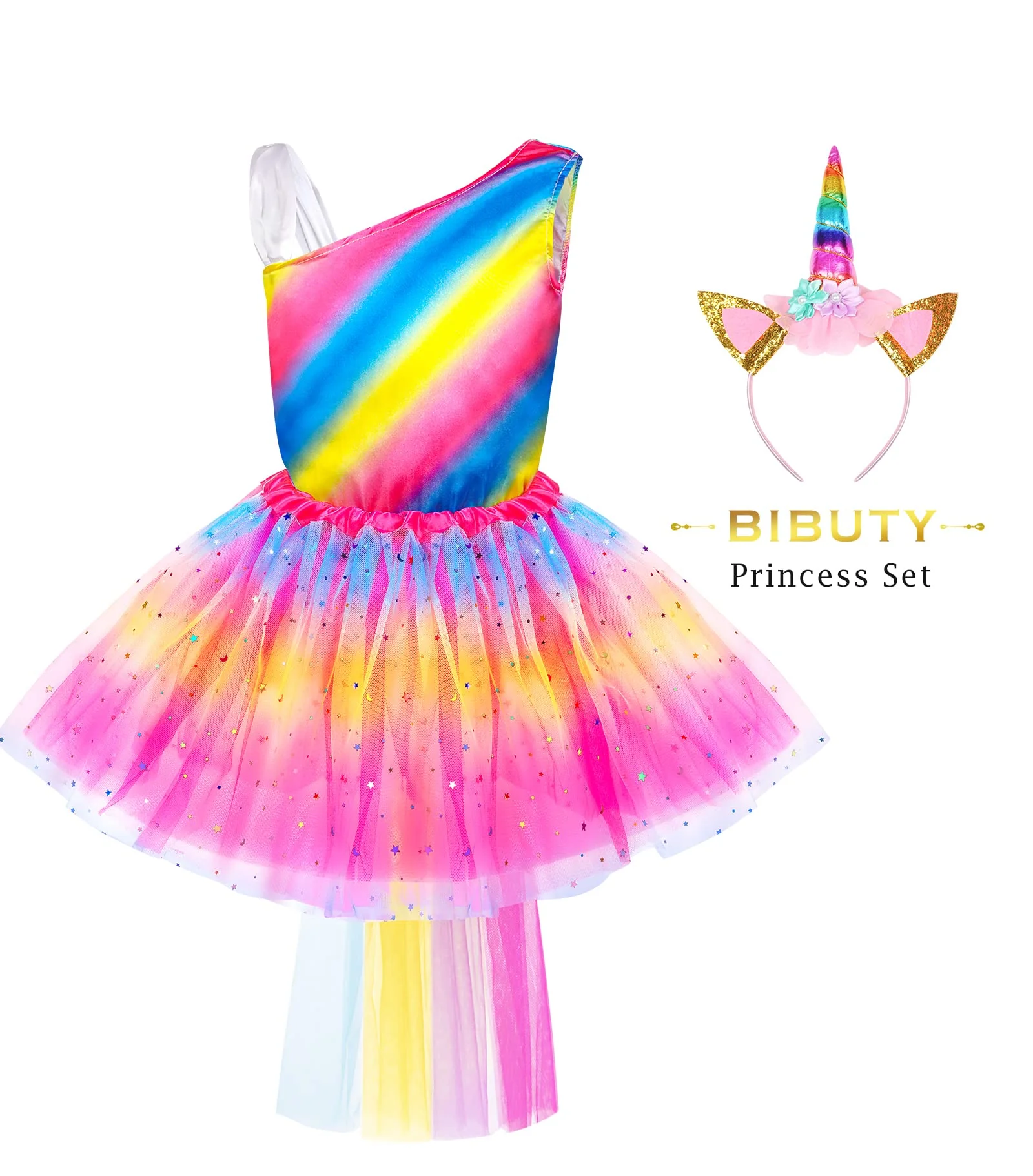 BIBUTY Princess Dresses for Girls Dress up Clothes Trunk, Pretend Play Costumes with 4 Sets of PrincesDresses/Wing/Headband, Princess Crown, Costumes Toys Gifts for 3-6yr Toddler Little Girls - Image 6