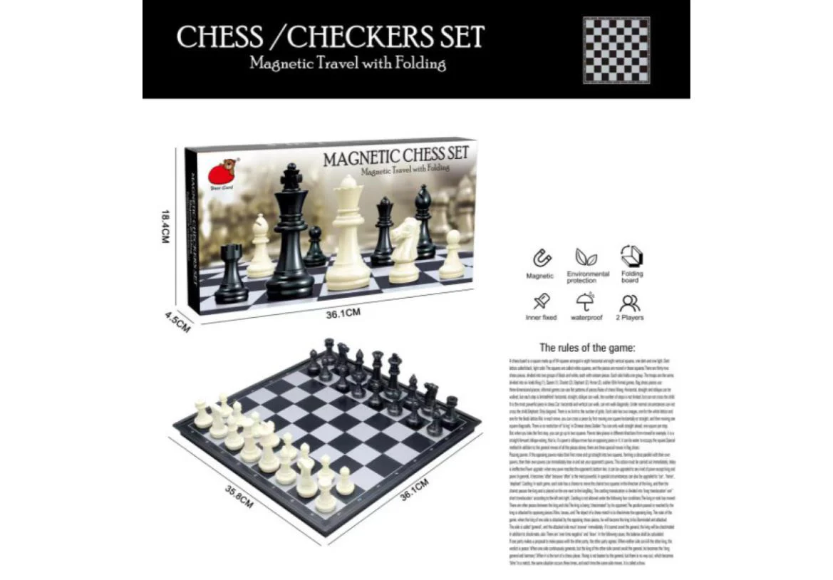 Board Game Magnetic Travel Chess and Checkers Set - Image 2