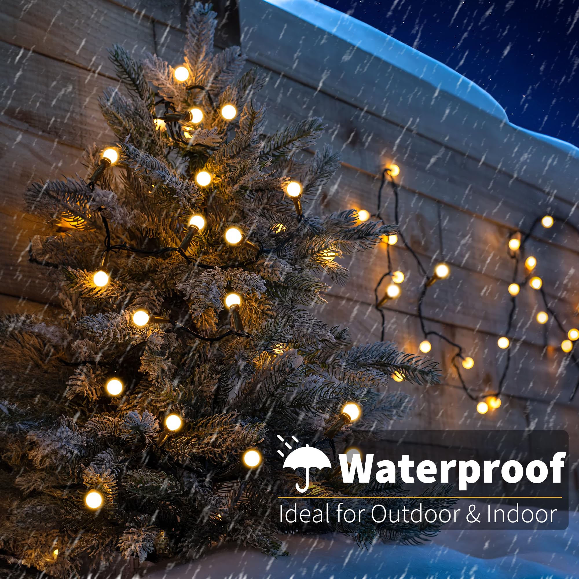 String Lights Warm White, 66ft 200 LED Christmas String Lights with Timer, 8 Modes Christmas Berry Lights, Xmas Tree Globe Lights Outdoor Mini Tree Light for Christmas Tree Home Party Patio - Image 3