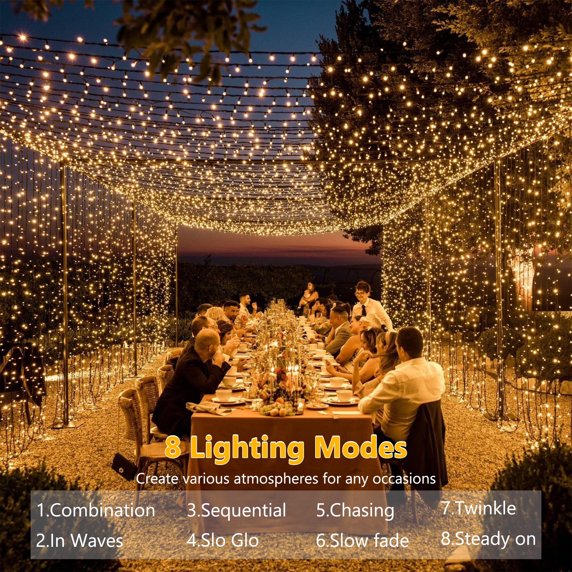 String Lights Warm White, 66ft 200 LED Christmas String Lights with Timer, 8 Modes Christmas Berry Lights, Xmas Tree Globe Lights Outdoor Mini Tree Light for Christmas Tree Home Party Patio - Image 6