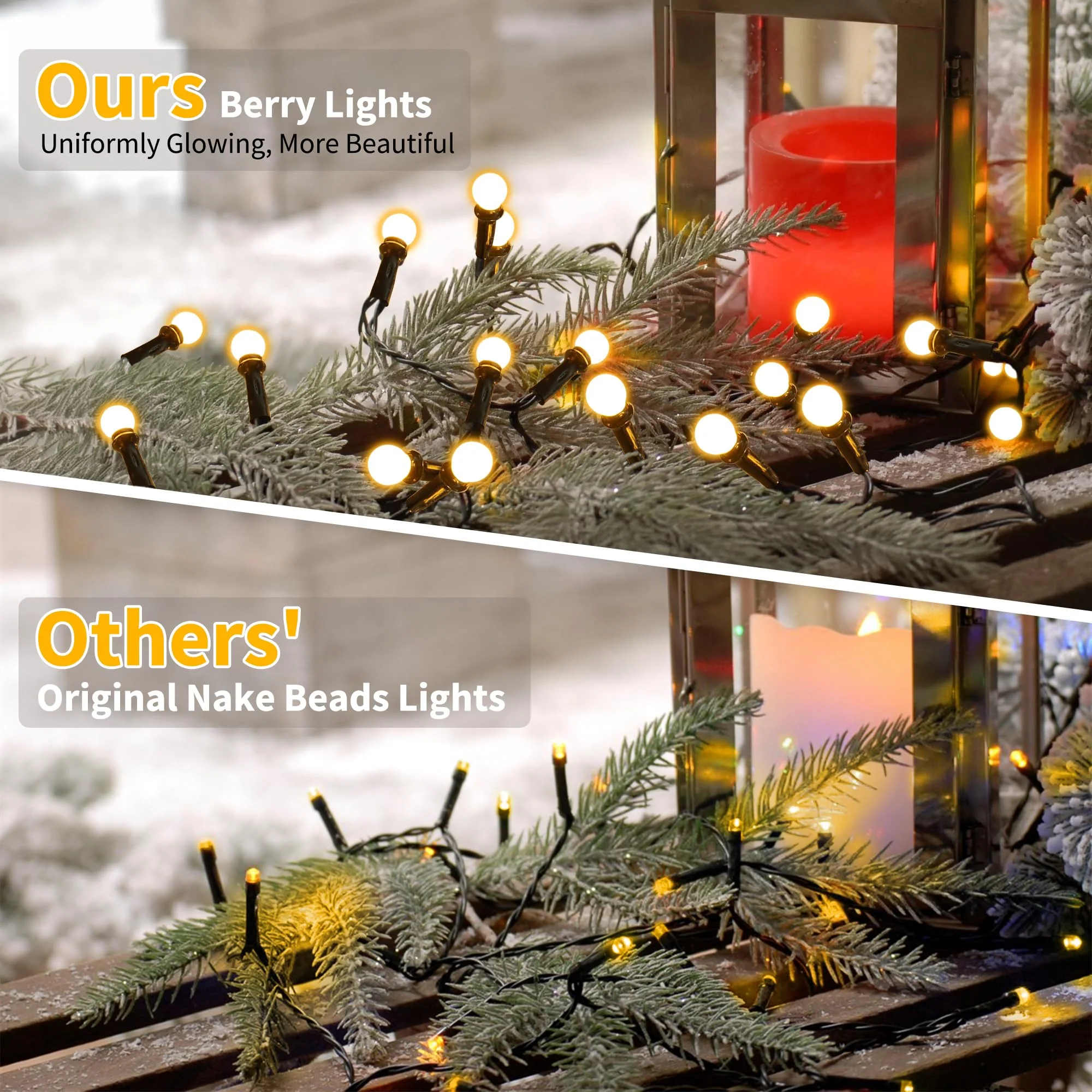 String Lights Warm White, 66ft 200 LED Christmas String Lights with Timer, 8 Modes Christmas Berry Lights, Xmas Tree Globe Lights Outdoor Mini Tree Light for Christmas Tree Home Party Patio - Image 7