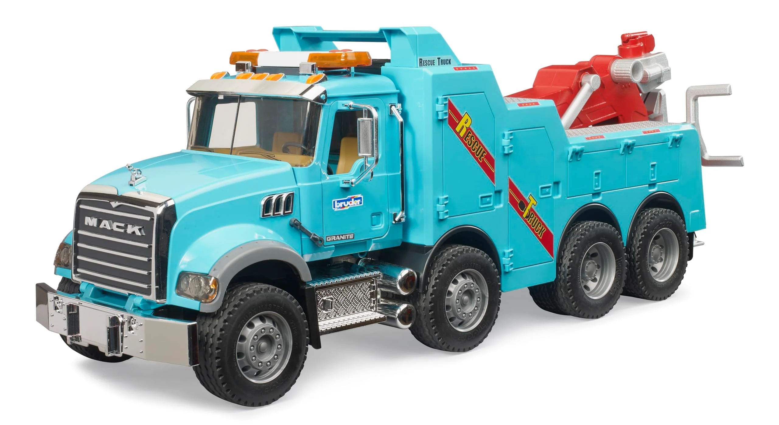 Bruder 02831 Mack Granite Heavy Rescue Wrecker Tow Truck with Light & Sound Module | Realistic Recovery Vehicle Toy for Indoor & Outdoor Play