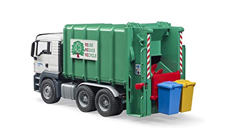 Bruder 03763 Man TGS Rear Loading Garbage Truck - Green - Image 6