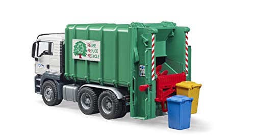 Bruder 03763 Man TGS Rear Loading Garbage Truck - Green - Image 7
