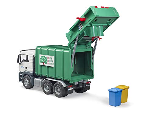 Bruder 03763 Man TGS Rear Loading Garbage Truck - Green - Image 9