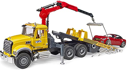 Bruder - Mack Granite Tow Truck with Bruder Roadster Compatible with world Figures - Image 2