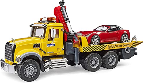 Bruder - Mack Granite Tow Truck with Bruder Roadster Compatible with world Figures - Image 4