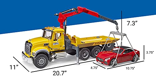 Bruder - Mack Granite Tow Truck with Bruder Roadster Compatible with world Figures - Image 5