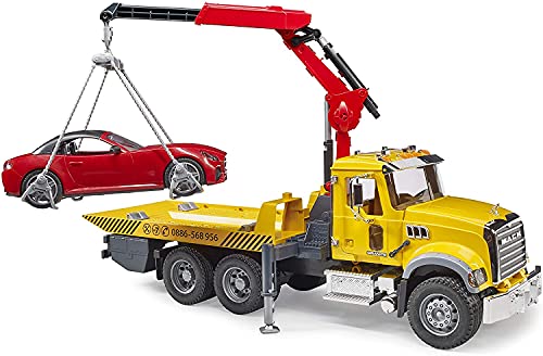 Bruder - Mack Granite Tow Truck with Bruder Roadster Compatible with world Figures - Image 7