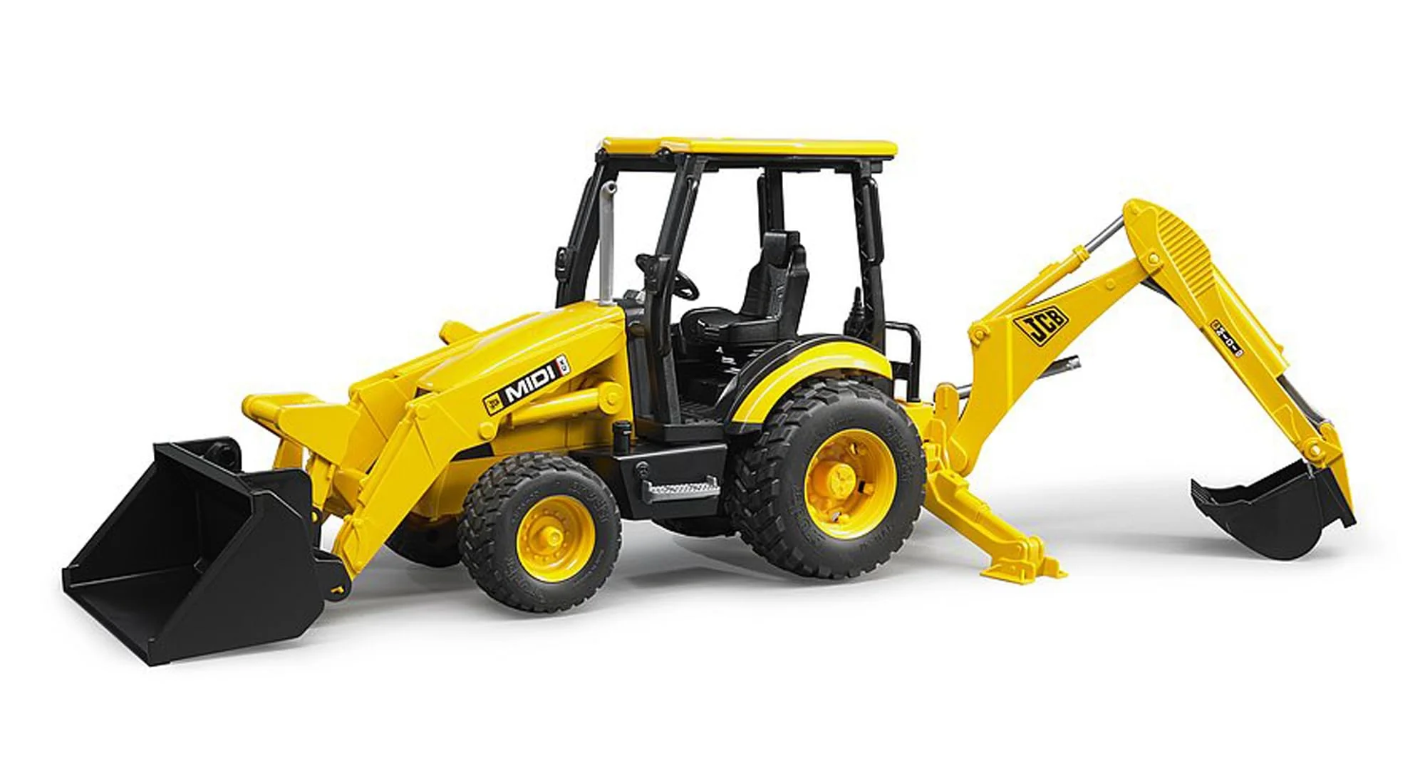 Bruder Toys - Construction Realistic JCB MIDI CX Backhoe Loader with Changeable Front Loader and Backhoe Loader Scoop - Ages 3+ - Image 2