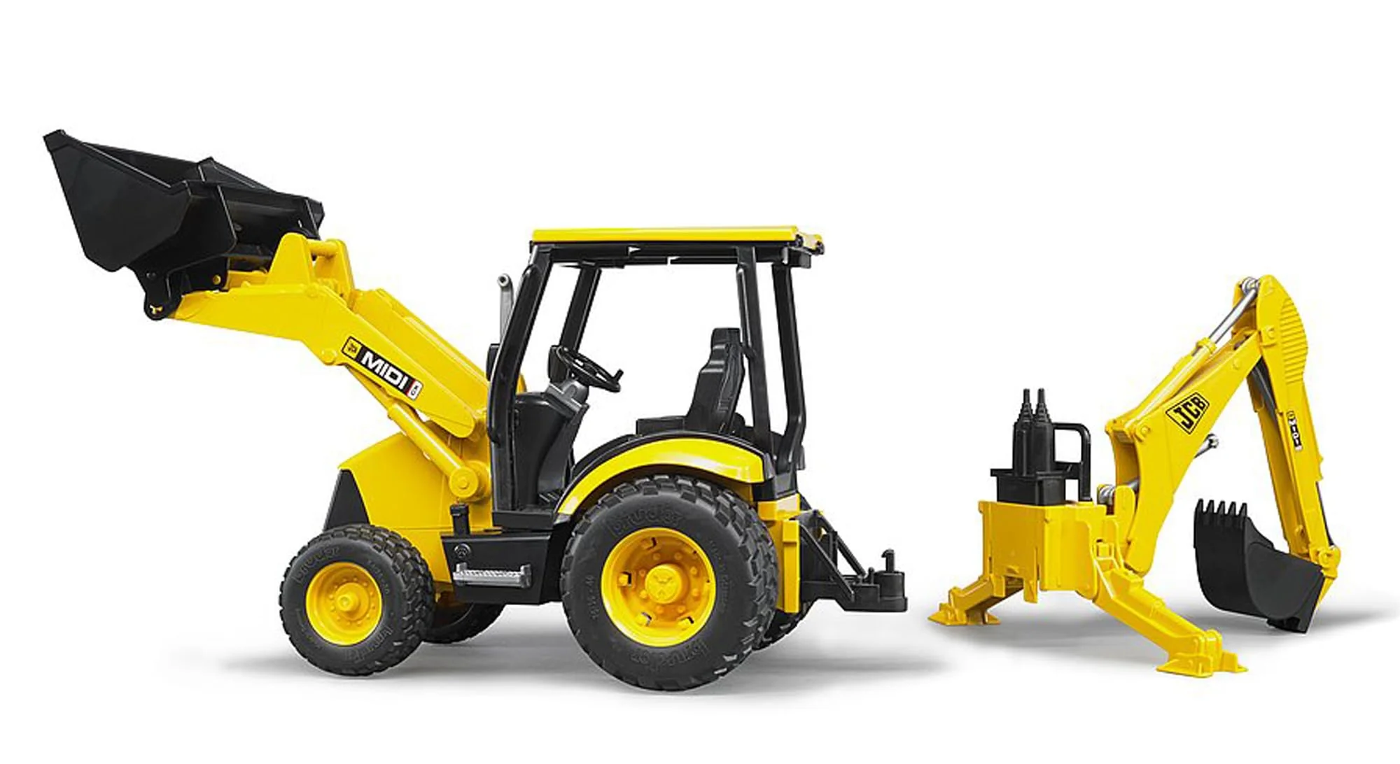Bruder Toys - Construction Realistic JCB MIDI CX Backhoe Loader with Changeable Front Loader and Backhoe Loader Scoop - Ages 3+ - Image 4