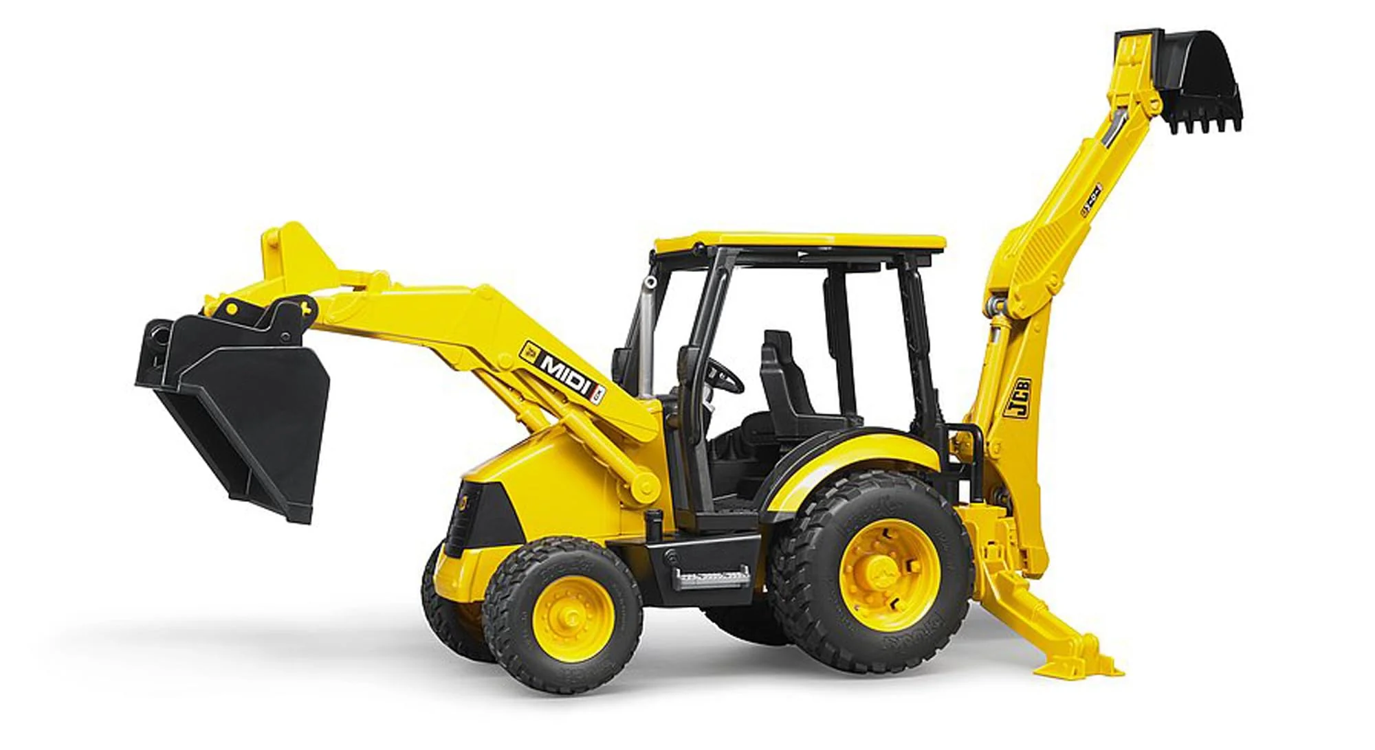 Bruder Toys - Construction Realistic JCB MIDI CX Backhoe Loader with Changeable Front Loader and Backhoe Loader Scoop - Ages 3+ - Image 5