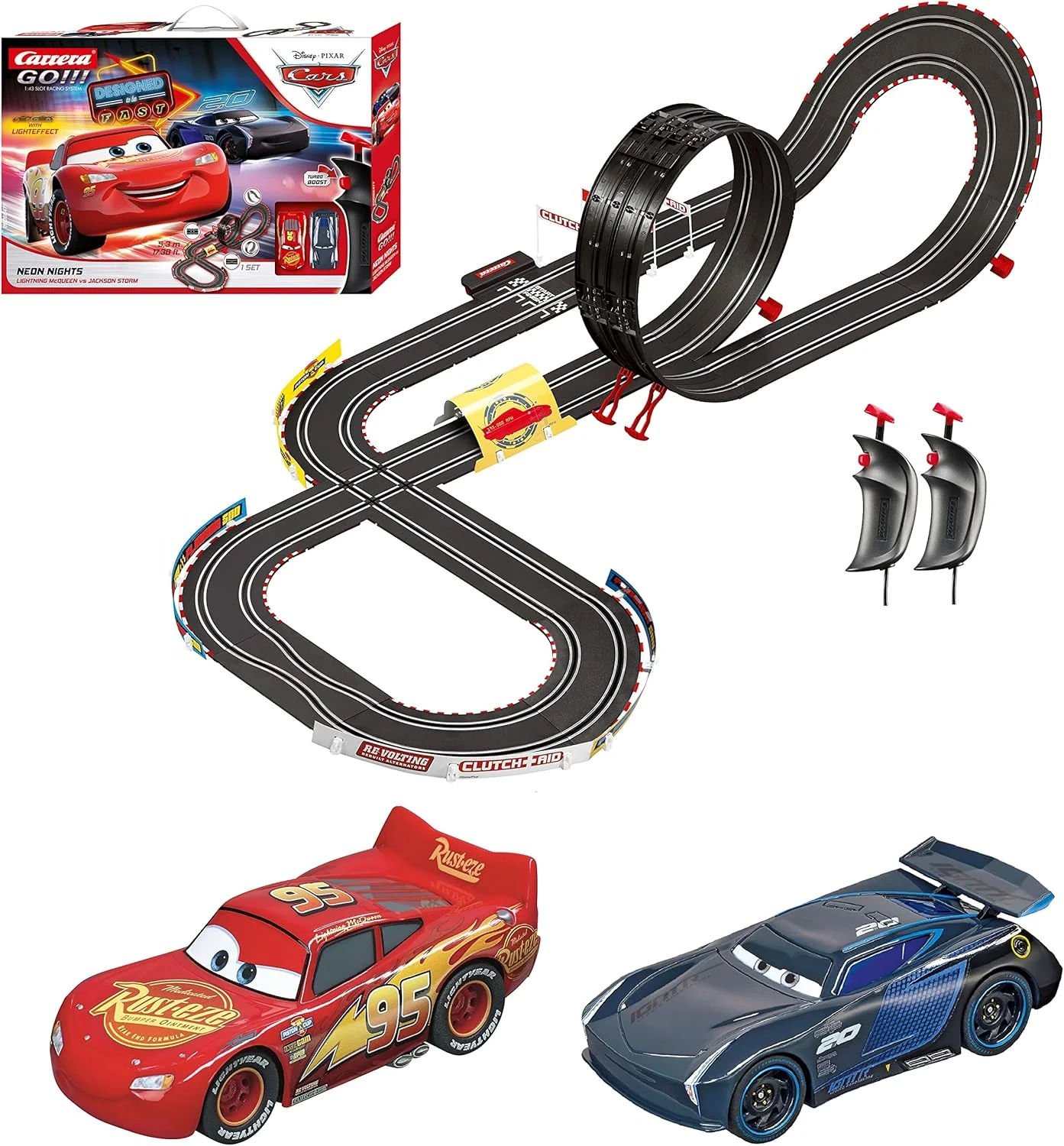 Carrera GO Electric Powered Slot Car Racing Kids Toy Race Track Set 1:43 Scale, Disney Cars Neon Nights - Image 6