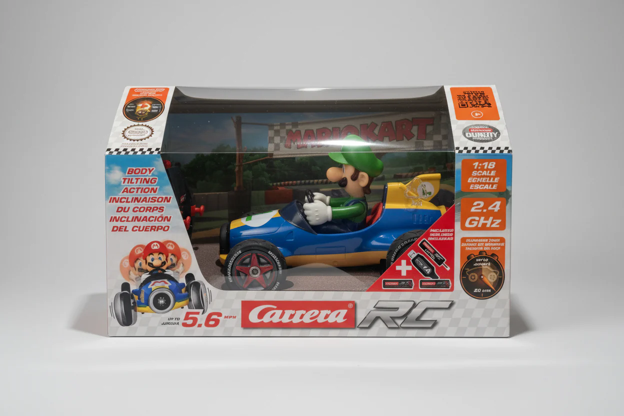 Carrera RC Official Licensed Mario Kart Mach 8 Luigi 1: 18 Scale 2.4 Ghz Remote Radio Control Car with Rechargeable Lifepo4 Battery - Kids Toys Boys/Girls, (Model: 181067) - Image 2